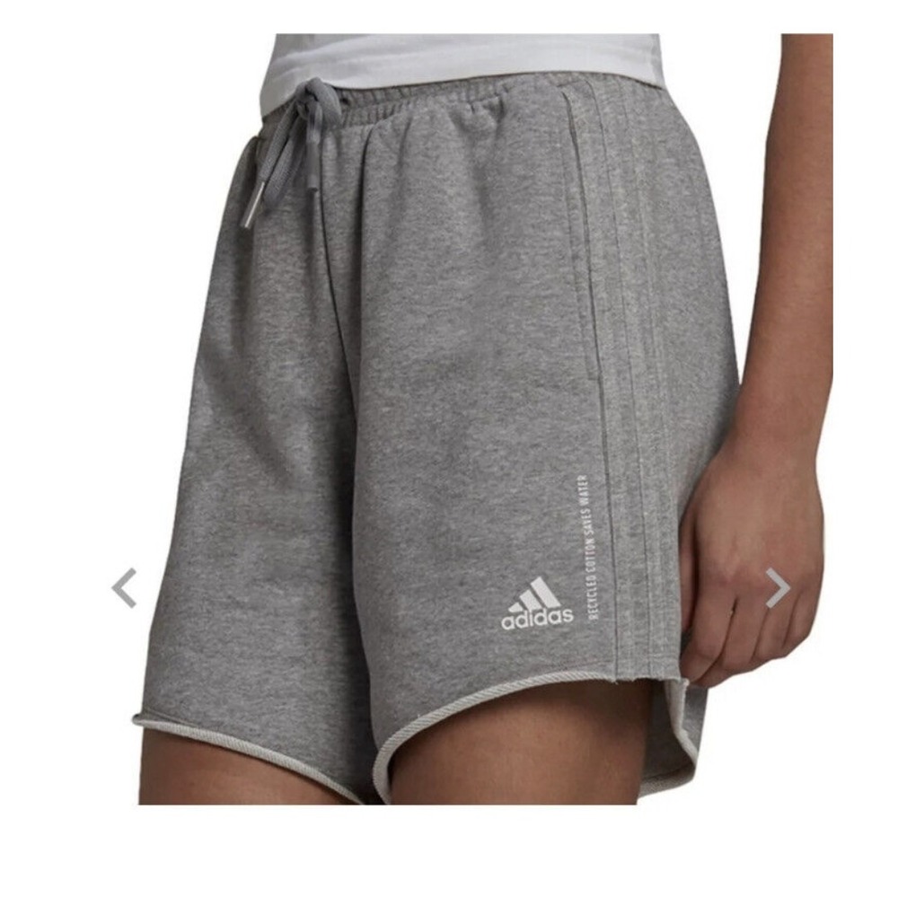 Adidas‎ Cotton Shorts Women's Small 3-Stripes Recycled Gray w/ White Stripes